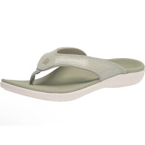Spenco Yumi Metallic Snake Flip Flop Sandals Sage Green  Orthotic Womens 7 Wide